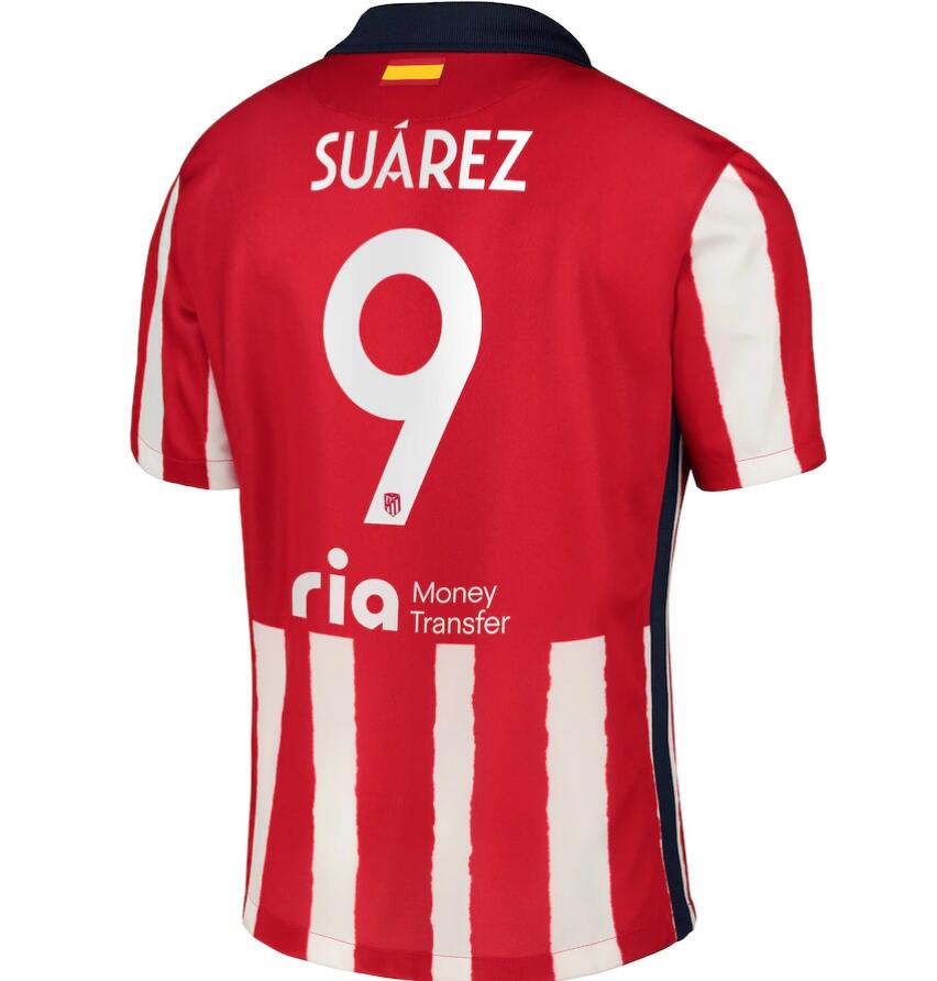 Atlético Madrid Metropolitano Home Kit Soccer Jersey with Suarez 9 printing 2020/21